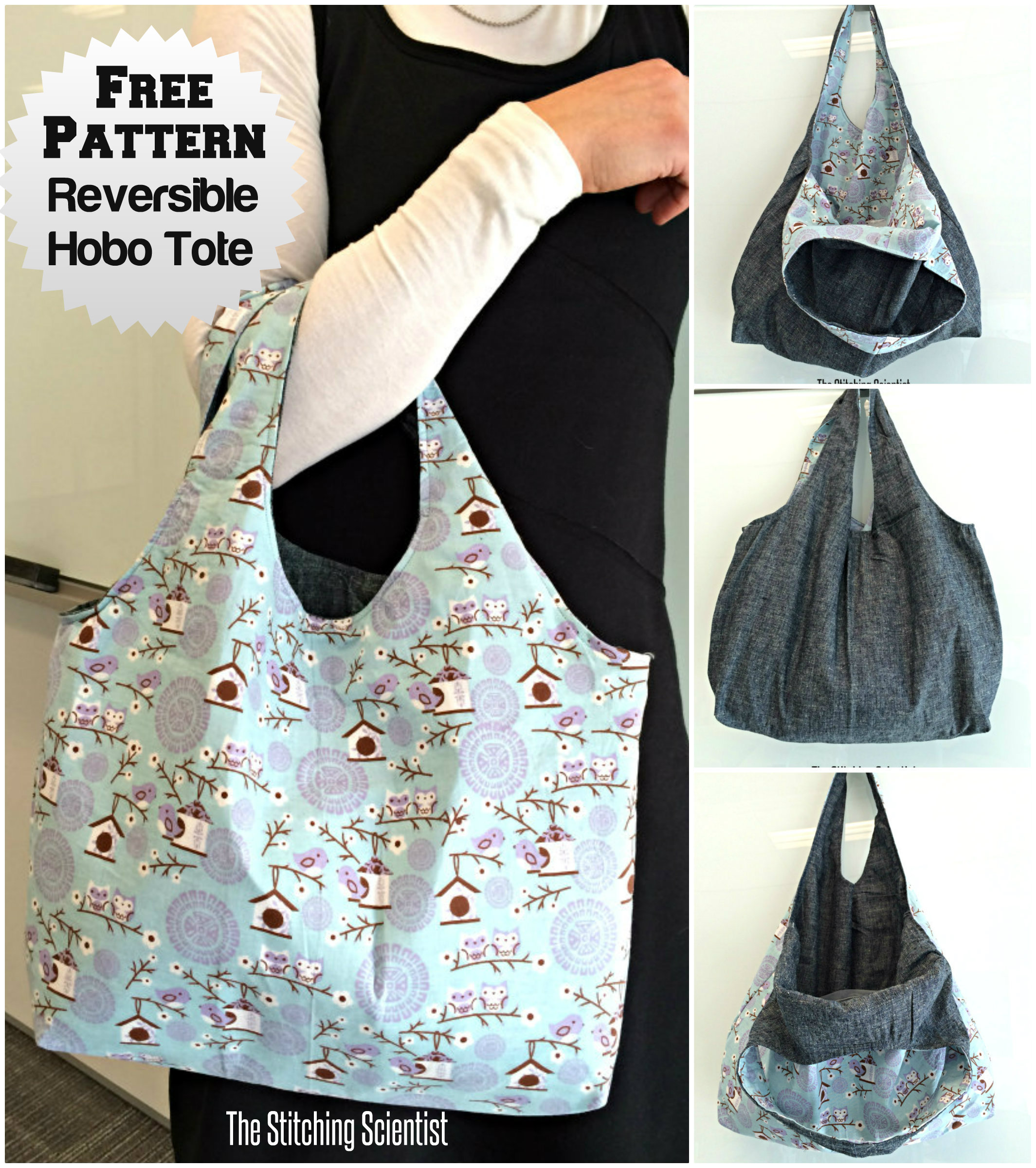 Reversible Hobo Beginner Bag Pattern | Free Sewing Patterns