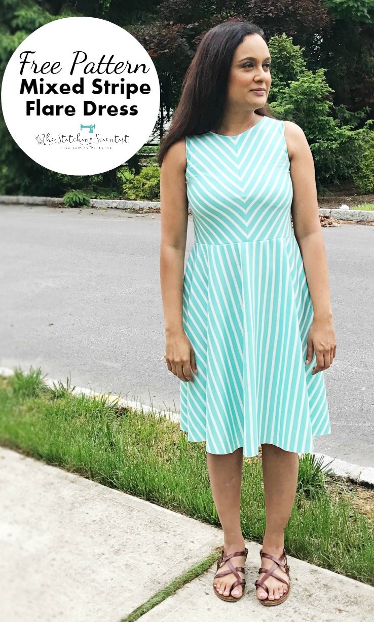 Sewing tutorial: Striped flare dress, with free pattern