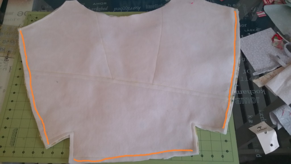 Sew the front to the back using the red line as a guide