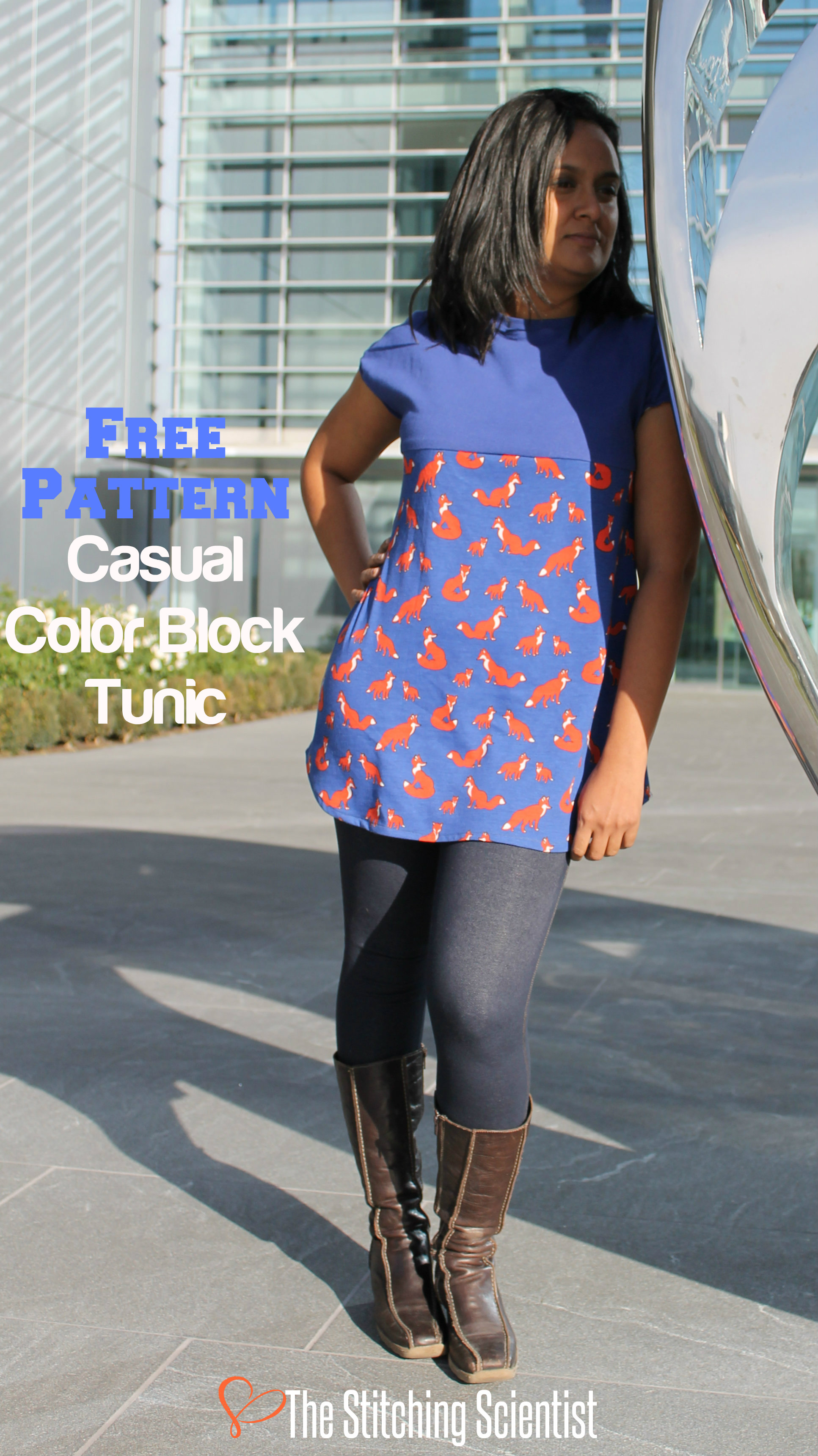Free Pattern Casual Color Block Tunic